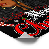 Merry Christmas Black African Girl Santa Hat Xmas  ポスター (角)