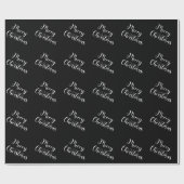 Merry Christmas Black Gift Wrapping Paper ラッピングペーパー (フラット)