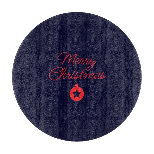 Merry Christmas Black Rock Blue Classical Unique カッティングボード (正面)