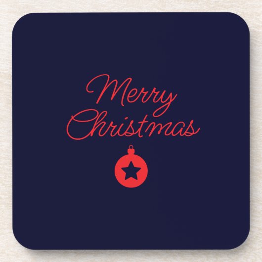 Merry Christmas Black Rock Blue Classical Unique コースター (正面)