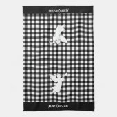 Merry Christmas Black & White Buffalo Plaid Angel キッチンタオル (縦)