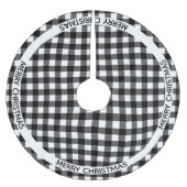 Merry Christmas Black & White Buffalo Plaid Custom ブラッシュドポリエステルツリースカート (正面)