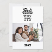 Merry Christmas black white modern photo card シーズンカード (正面)