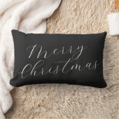 Merry Christmas Black White Script Modern Elegant ランバークッション (ブランケット)
