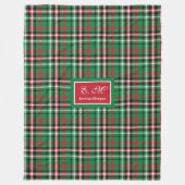Merry Christmas Blanket Festive Red Green Tartan フリースブランケット (正面)