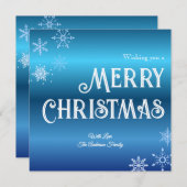 Merry Christmas Blue Modern Snowflake シーズンカード (正面/裏面)