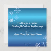 Merry Christmas Blue Modern Snowflake シーズンカード (裏面)