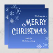 Merry Christmas Blue Modern Snowflake Holiday Card シーズンカード (正面/裏面)