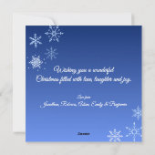 Merry Christmas Blue Modern Snowflake Holiday Card シーズンカード (裏面)