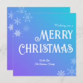 Merry Christmas Blue Purple Modern Snowflake シーズンカード (正面/裏面)