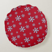 Merry Christmas Blue Snowflake Holiday Winter ラウンドクッション (裏面)