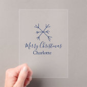 Merry Christmas blue snowflakes add name holidays  アクリル招待状 (インサイチュ (ポータブル))