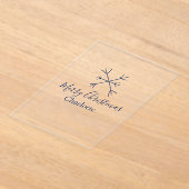 Merry Christmas blue snowflakes add name holidays  アクリル招待状 (レイダウン)