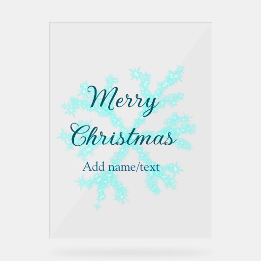 Merry Christmas blue snowflakes glitter sparkle na アクリルサイン (正面)