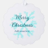 Merry Christmas blue snowflakes glitter sparkle na オーナメントカード (裏面)