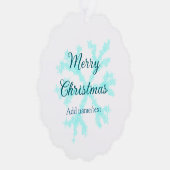 Merry Christmas blue snowflakes glitter sparkle na オーナメントカード (右)