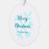 Merry Christmas blue snowflakes glitter sparkle na オーナメントカード (左)