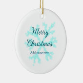 Merry Christmas blue snowflakes glitter sparkle na セラミックオーナメント (右)