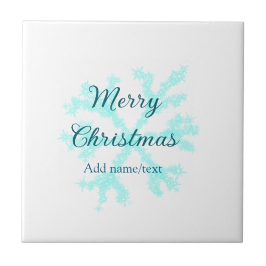 Merry Christmas blue snowflakes glitter sparkle na タイル (正面)