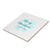 Merry Christmas blue snowflakes glitter sparkle na タイル (側面)