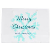 Merry Christmas blue snowflakes glitter sparkle na ラージペーパーバッグ (裏面)