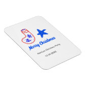 Merry Christmas blue star red stockings name date  マグネット (右側)