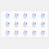 Merry Christmas blue star red stockings name date  ラベル (シート)