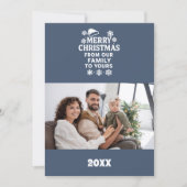 Merry Christmas blue white photo card シーズンカード (正面)