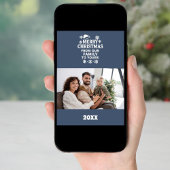 Merry Christmas blue white photo card シーズンカード