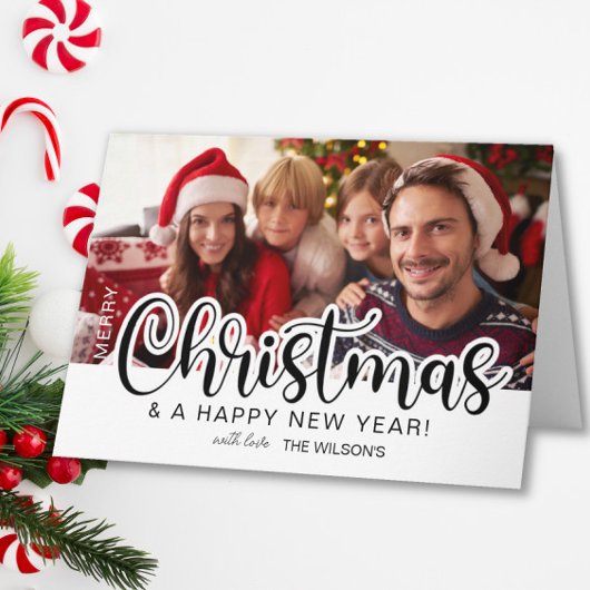 Merry Christmas Bold Script Photo Card サンキューカード