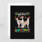 Merry Christmas Borzoi Shirt Santa Hat Lights Xmas 招待状 (正面/裏面)