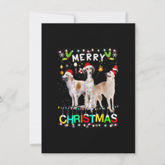 Merry Christmas Borzoi Shirt Santa Hat Lights Xmas 招待状