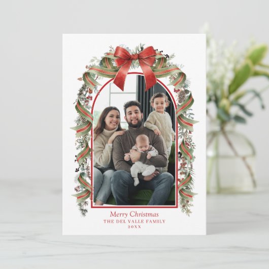 Merry Christmas Botanical Photo Card カード (スタンド正面)