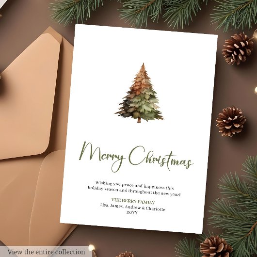 Merry Christmas Botanical Printable Christmas Card シーズンカード