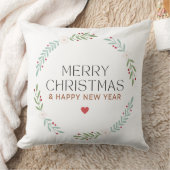 Merry Christmas Botanical Wreath Pillow Cover クッション (ブランケット)
