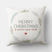 Merry Christmas Botanical Wreath Pillow Cover クッション (裏面)