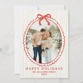 Merry Christmas Bow Family Photo Holiday Card シーズンカード (正面)