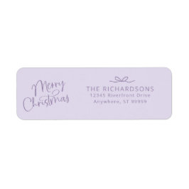 Merry Christmas Bow Lavender Return Address Label ラベル