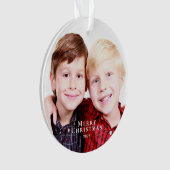 Merry Christmas Brothers Photo Red Green オーナメント (正面)
