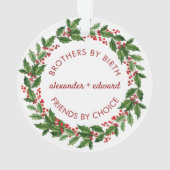 Merry Christmas Brothers Photo Red Green オーナメント (裏面)