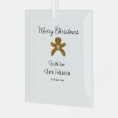 Merry Christmas brown cookies add name with love h ガラスオーナメント (正面左)