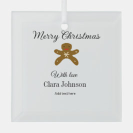 Merry Christmas brown cookies add name with love h ガラスオーナメント