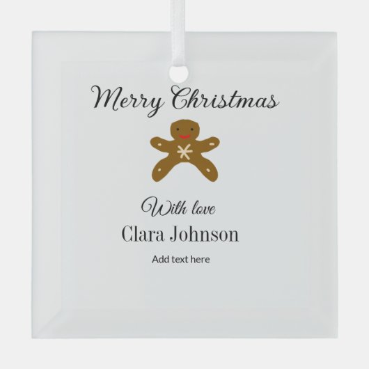 Merry Christmas brown cookies add name with love h ガラスオーナメント (正面)