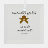 Merry Christmas brown cookies add name with love h ガラスオーナメント (裏面)