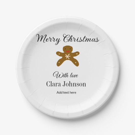Merry Christmas brown cookies add name with love h ペーパープレート (正面)