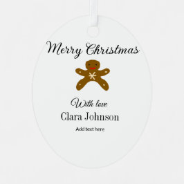 Merry Christmas brown cookies add name with love h メタルオーナメント