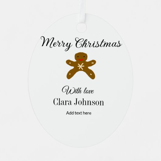 Merry Christmas brown cookies add name with love h メタルオーナメント (正面)