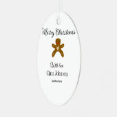 Merry Christmas brown cookies add name with love h メタルオーナメント (正面左)