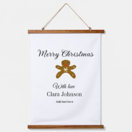 Merry Christmas brown cookies add name with love h 吊り下げ型タペストリー