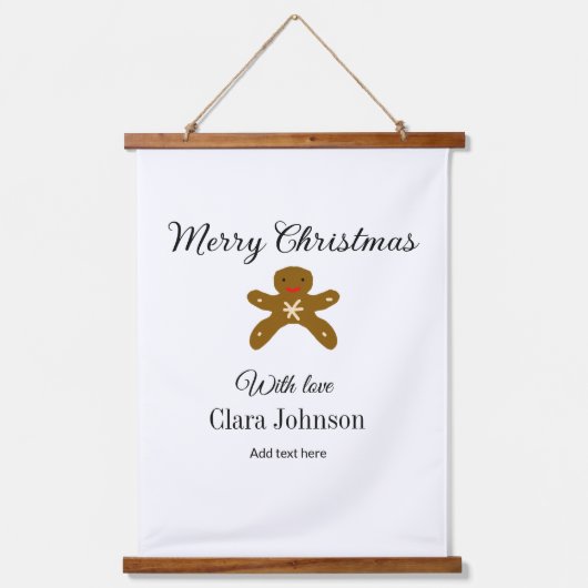 Merry Christmas brown cookies add name with love h 吊り下げ型タペストリー (正面)
